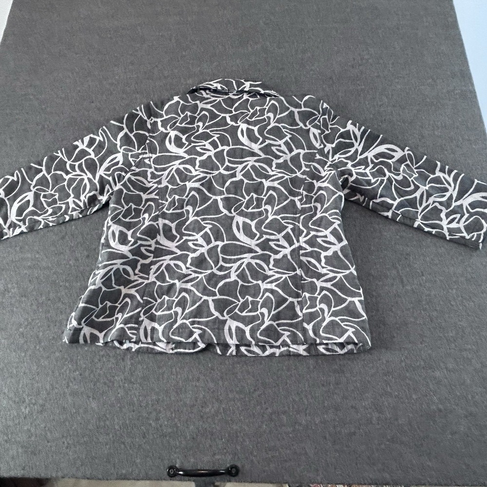 Additions By Chico's Gray & White Abstract Print Lightweight Jacket Sz 2 ; 12; L - Picture 9 of 16